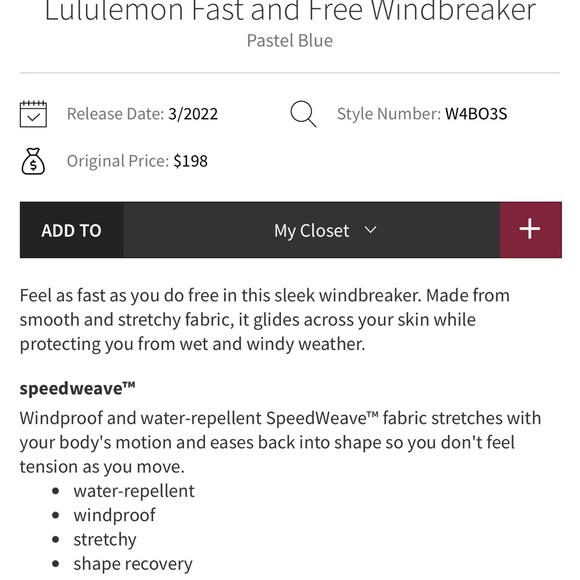 Lululemon Fast and Free Winbreaker size 10-pastel blue - Picture 5 of 15